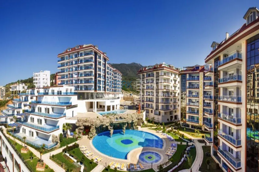 Apartament 1+1 w Alanyi z widokiem na morze — meble, prestiżowy kompleks, dzielnica Oba 7 