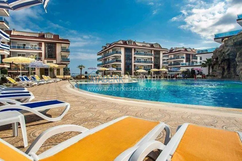 Apartament 1+1 w Alanyi z widokiem na morze — meble, prestiżowy kompleks, dzielnica Oba 9 