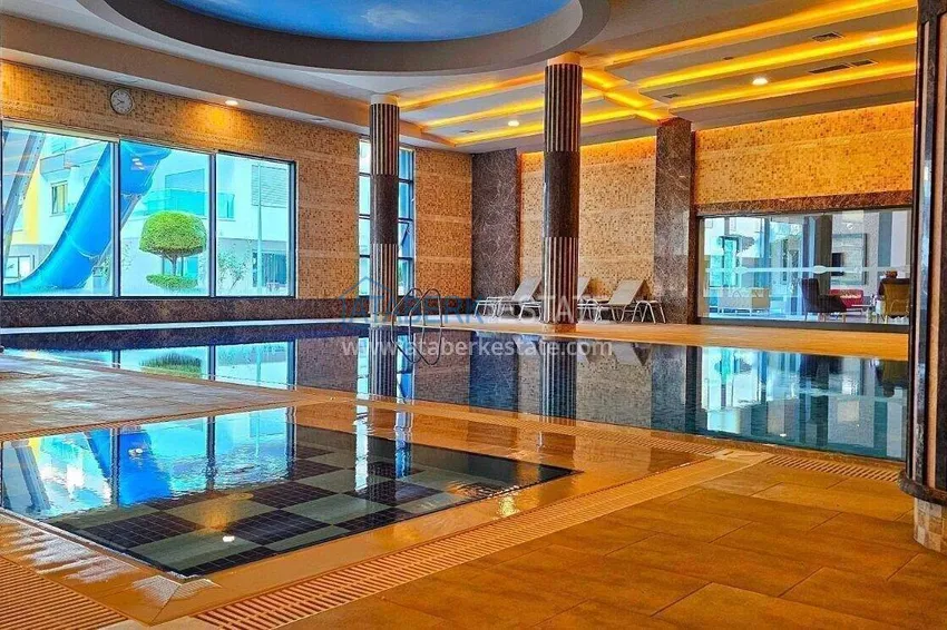 Apartament 2+1 na pierwszej linii w Alanyi, dzielnica Kargicak — meble, boczny widok na morze 37 