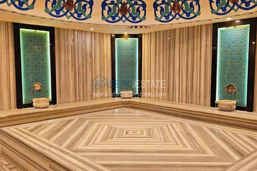 Apartament 2+1 na pierwszej linii w Alanyi, dzielnica Kargicak — meble, boczny widok na morze 50 