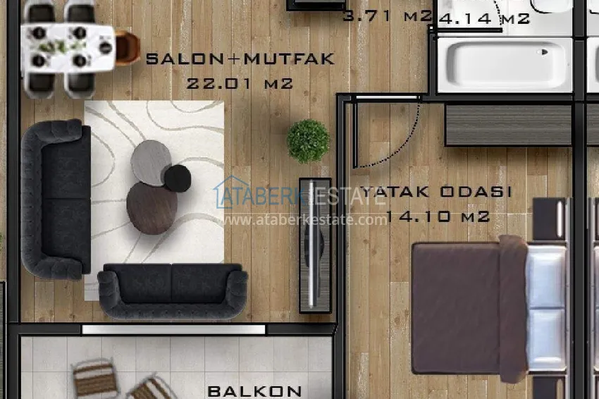 Kupuj taniej Apartament w Alanyi — jedna sypialnia, od właściciela, dzielnica Mahmutlar  1 