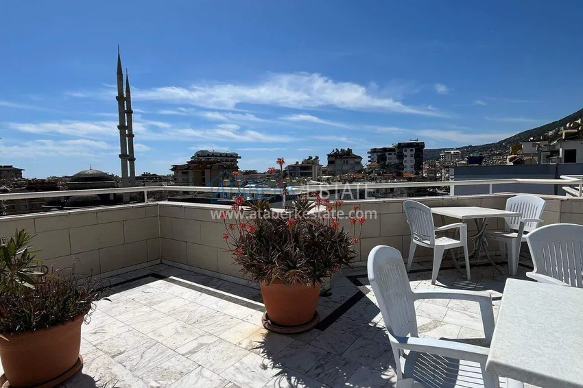 Apartament w centrum Alanyi na zezwolenie na pobyt — jedna sypialnia z meblami, plaża Kleopatra 12 
