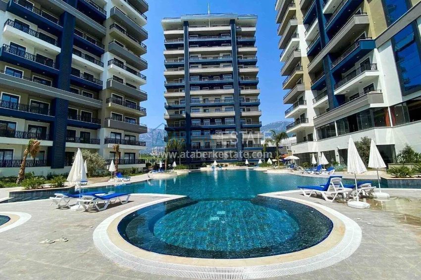 1+1 umeblowane mieszkanie w Alanyi — kompleks hotelowy, dzielnica Mahmutlar 2 