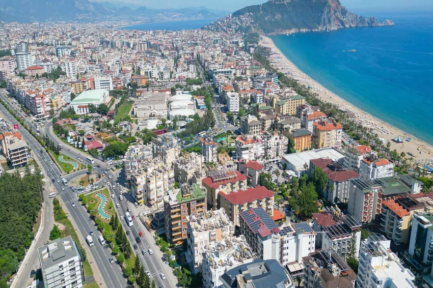 Apartament 1+1 w centrum Alanyi - z widokiem na morze i fortecę, plaża Kleopatra 2 