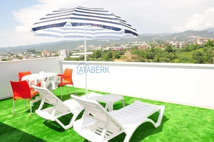 Apartament 1+1 za pozwolenie na pobyt w Alanyi — korzystna cena, meble, widok na morze  5 